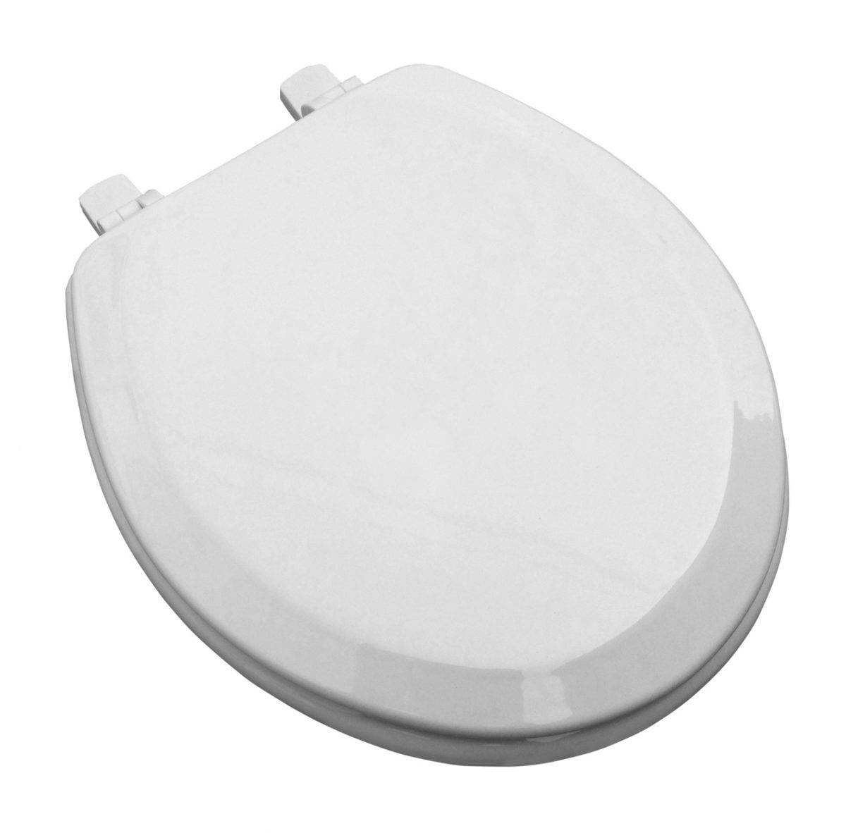 White MDF Round Beveled edge toilet seat.